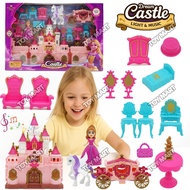 9” Enchanted Princess Castle Dollhouse with Carriage and Accessories Light and Sound