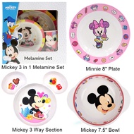 Disney Mickey & Minnie Mouse Melamine Tableware/ Set Pinggan Mangkuk Cawan Melamine