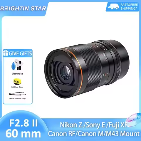 Brightin Star 60mm F2.8 II Full frame 2X Macro Magnification Manual Focus Camera Lens for Canon RF E