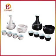 [Blesiya] Ceramic Sake Set with Warmer, Sake Bottle, Creative Set of 4 Cups, Traditional Sake for Te