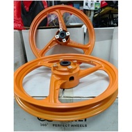 SPORT RIM Y125Z Y125ZR ENKEI 3 BATANG OREN HITAM ENKEI 3 SPOKES SPORT RIM ORANGE BLACK FRONT 1.4 REA