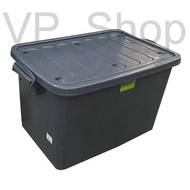 กล่องพลาสติกมีล้อเลื่อน_100ลิตร กล่องพลาสติกเก็บของ รุ่น กล่องล้อ+ฝาปิด+หูล็อค W48 L70 H41cm./100ลิต