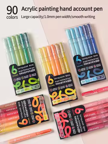 Languo 6-Color Acrylic Paint Pen Manual Multi-Color Gel Pen Student Gel Pen Writing Marker Stationer