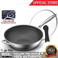 German Non-Stick Wok Honeycomb Stainless Steel Cooking Wok For Induction Pots Stove VJ4F