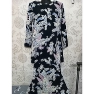 Preloved Baju Kurung Moden Dhia Cotton Batik Size M Warna Hitam Raya 2024