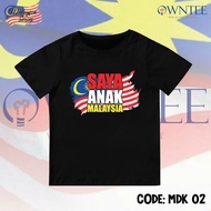 MERDEKA Saya Anak Malaysia Kids Tshirt 100_ Cotton Round Neck Short Sleeve Unisex READY STOCKS