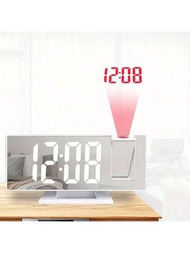 1個led鏡面鬧鐘,大型3d投影鬧鐘帶鏡子和溫度顯示