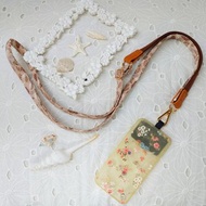 三合一多功能奶茶色松果韓國棉布手機斜背繩/斜背帶/背繩/掛繩