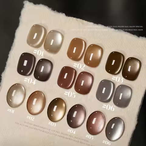 MIANEL 10ML Midas-Touch Cat Eye Gel Polish - 2026 AW Dark Chocolate Amber Brown, Specially for Glass