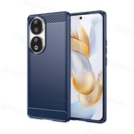 Jingsanc Cho Honor 90 5G vỏ điện thoại sợi carbon sang trọng Vỏ nhựa TPU mềm Silicone Chống Vân Tay 