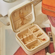 法國 Waekura 攜帶式絨面飾品收納盒 大 奶油白