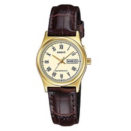 นาฬิกา รุ่น Casio นาฬิกาข้อมือผู้หญิง สายหนัง สีน้ำตาล รุ่น LTP-V006GL-9B ( Gold ) จากร้าน MIN WATCH