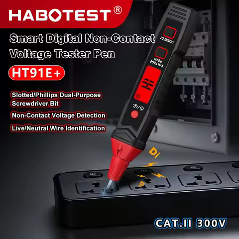 HABOTEST Digital Voltage Tester Pen HT91E+ LCD AC Voltage Detector 12-300V Live Neutral Wire Finder 