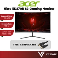 ACER NITRO ED270RS3 / ED270R S3 27" MONITOR Gaming MELEKUNG (VA FHD / 1MS / 180HZ / AMD+G FREESYNC /