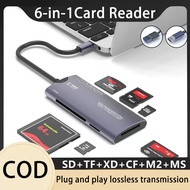 Nennex 6 in 1 Card Reader USB 2.0 Type C Fit For SD/TF/XD/CF/M2/MS Memory Card / OTG Card Reader