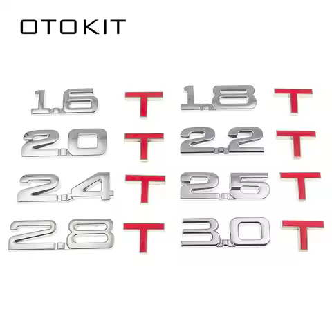 New Car 3D Metal 1.6T 1.8T 2.0T 2.8T Logo Sticker Emblem Badge Decals for Mazda KIA Renault TOYOTA B