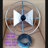 ANTENA TV DIGITAL INDOOR OUTDOOR  TV TABUNGWAJAN BOLIK PARABOLA MINI KABEL ANTENA RG6 20 METER