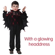 Bat vampire costume for kids 2-10yrs(With a glowing headdress)