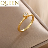 emas 916 original gold Six-prong diamond ring for women Couple Wedding Engagement Delivery Gift for Women