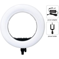 AX-480S II 18inch Bi-color Ring Light for Live Stream Phone Clip Holder Adjustable Desk Lamp Makeup 