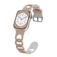 สายซิลิโคนโดนัทสำหรับนาฬิกา Apple อัลตร้า2/อัลตร้า49มม. 45มม. 44มม. 42มม. 41มม. 40มม. 38มม. สายนาฬิกา Apple Watch สายหัวเข็มขัดแบบเลื่อนคู่สำหรับนาฬิกา Apple ซีรีส์9 8 7 6 5 4 3 2 1 SE2 SE