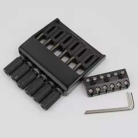 New Headless Guitar Special Bridge New GUYKER Black 6 String Bridge Tailpiece for Headless Guitar Ac