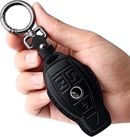 Tukellen for Mercedes Benz Key fob Cover Genuine Leather with Keychain,Leather Key case Protector Co