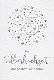 bsb Wedding Card Greetings Card for Silver Anniversary - Number 25 - Envelope Silver