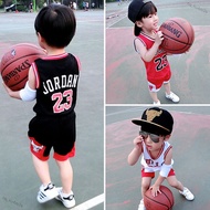 hq_ku4zv2s 2PCS/Set Unisex Children BULLS Letters Printing Sports Basketball Suit