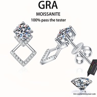 【 GRA Certificate Attached 】2ct moissanite earrings, s925 pure silver platinum plated fashionable ge