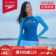 速比涛/Speedo x Kakao Friends 女士泳衣长袖分体可爱印花抗氯度假防晒泳衣女 蓝色 34