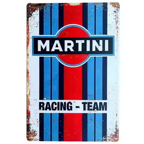 Martini Racing Team Tin Sign Garage Decor Man Cave Wall Art
