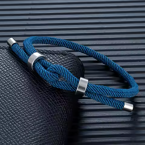 MKENDN Minimalist Men Women Adjustable 4MM Nautical Forever Knot Rope Bracelet For Lovers Dad Son Bo