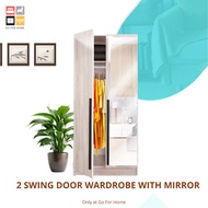 [GO4HOME] 2 Door Wardrobe WITH MIRROR / Almari Baju 2 Pintu DENGAN CERMIN / Rak Baju / Almari Pakaia