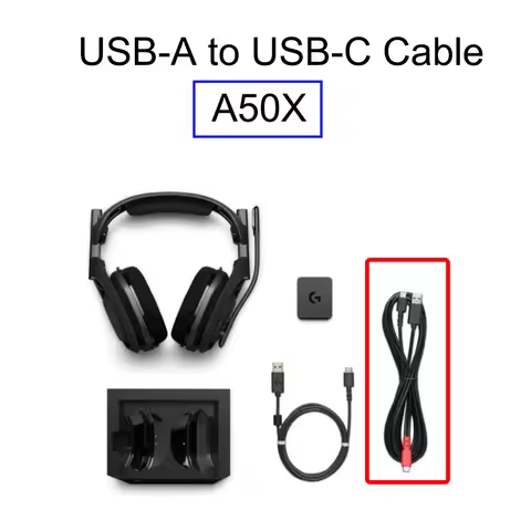 Replacement USB-A to USB-C Cable For Logitech G Astro A50 X LIGHTSPEED Wireless Gaming Headsets