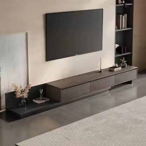 Expandable TV Stand 3 Drawers Adjustable Media Console Living Room Bedroom 79-130", Customized