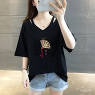 Large T-shirt  大码T恤  300斤大码短袖T恤女胖MM宽松显瘦上衣200斤280加肥加大码女装nn882my.my6.27
