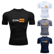 Gym Hub Printed Men's Compression Shirt - Quick Dry Elastic T-shirt for Gym & Outdoor Training