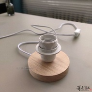Solid Wood Simple Small Table Lamp E27 Bedside Lamp Holder Tmall Elf Smart Bulb Base LED Lamp Holder