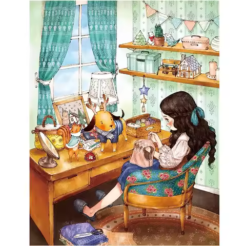 Qizui Girl Cross Stitch Craft Painting DIY Embroidery Set 11CT 9CT Printed Cloth Handmade It Myself 