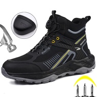 2026 Rotating button Work Safety Boots Men Shoes Anti-smash Anti puncture Work Boots Security Shoes 