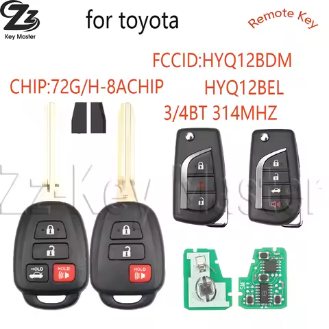 Zz 4D72G/H 8A Chip 314.3MHz Car Remote Key For Toyota Camry 2012-2016 Corolla 2014-2017 HYQ12BEL HYQ