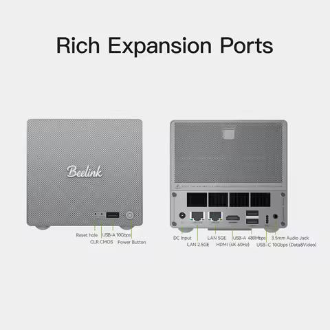 Beelink ME Pro NAS Twin Lake N150 Mini PC 16GB LPDDR5 M.2 2280 PCle 3.0x2 2.5'' HDD WiFi6 BT5.4 2.5 