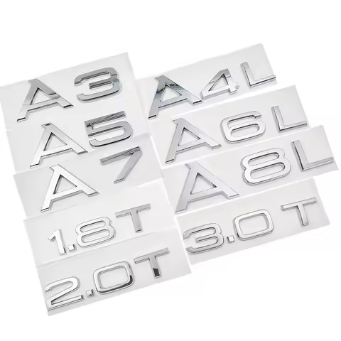1.8T 2.0T 3.0T A3 A5 A7 A4L A6L A8L Letter Number Chrome Emblem Car Trunk Discharge Capacity Badge L