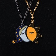 A Set Couple Sun and Moon Splicing Necklace Good Night Expression Pendant Necklace Valentines for Me