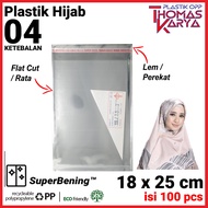 Plastik OPP Kerudung 18x25 TEBAL isi 100 Kantong Bening Packing Hijab Jilbab Seal Lem