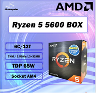 AMD Ryzen 5 5600ออริจินอลซีพียูคอมพิวเตอร์โพรเซสเซอร์พร้อมคูลเลอร์และ STOP Kontak Kotak AM4กล่องดั้งเดิม7NM 65W 6คอร์12เธรดได้ถึง4ตัวประมวลผลจีเอชแซด