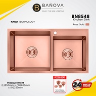 BANOVA Nano Kitchen Sink Stainless Steel Handmade Undermount / Top mounted Colour Double Bowl 8548-R