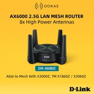 D-Link WiFi 6 DIR-X6080Z AX6000 2.5G Multi Gigabit LAN High Power Wireless Mesh Router Replaced DIR-