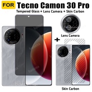 3in1 Tecno Camon 30 Pro Anti-Spy Tempered Glass for Tecno Camon 30 5G Privacy Screen Protector Tempered Glass and Carbon Fiber Film and Camera Protector